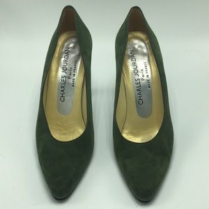 Vintage Suede Charles Jourdan Heels, Size 6.5